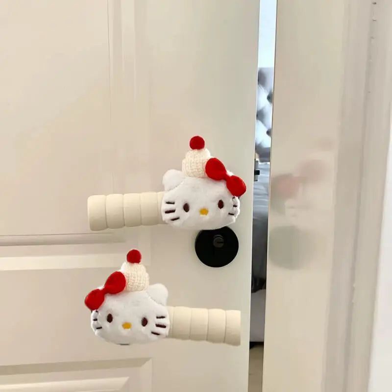 Kitty Anime Plush Doll Door Knob Covers Foam Elastic Room Door Handle Protector Anime Home Accessory Decoration Gift
