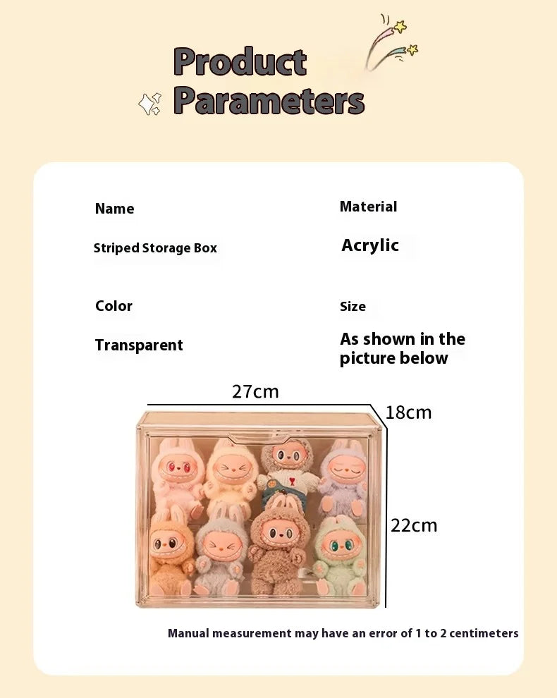 Labubu Doll Storage Box Large Capacity Transparent Acrylic Display Cabinet Dustproof Case Desktop Organizer For Home