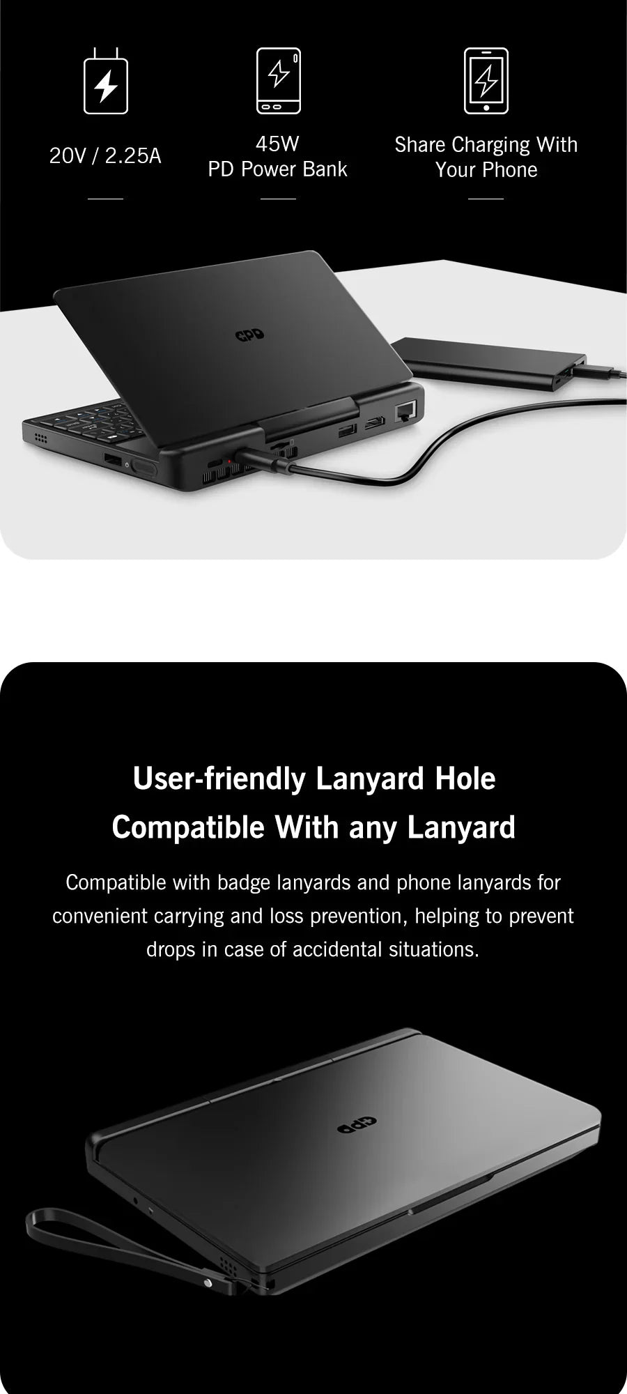 Nouvel ordinateur portable 7 pouces GPD MicroPC 2 Intel® Core™ i3-N300 16GB/512GB Portable Ordinateur Portable Windows 11