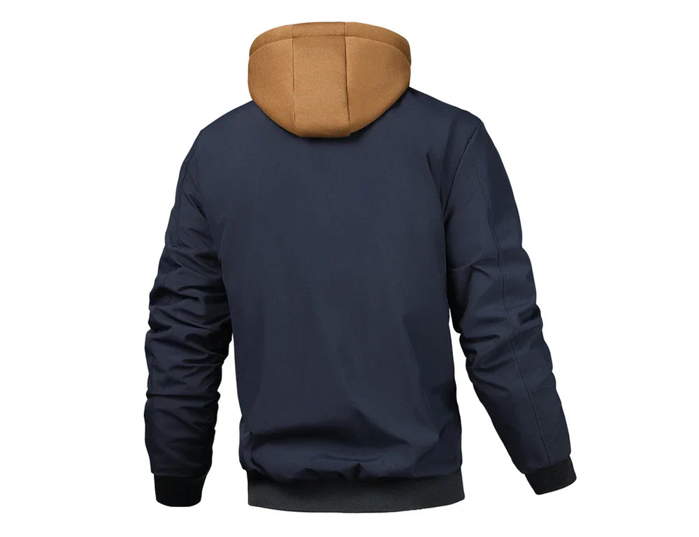 Autumn Winter Men's Warm Bomber Jacket Outdoor Man Thick Windbreaker Hiking Hooded Coats Men Thermal Sports Zipper Parkas Jacket