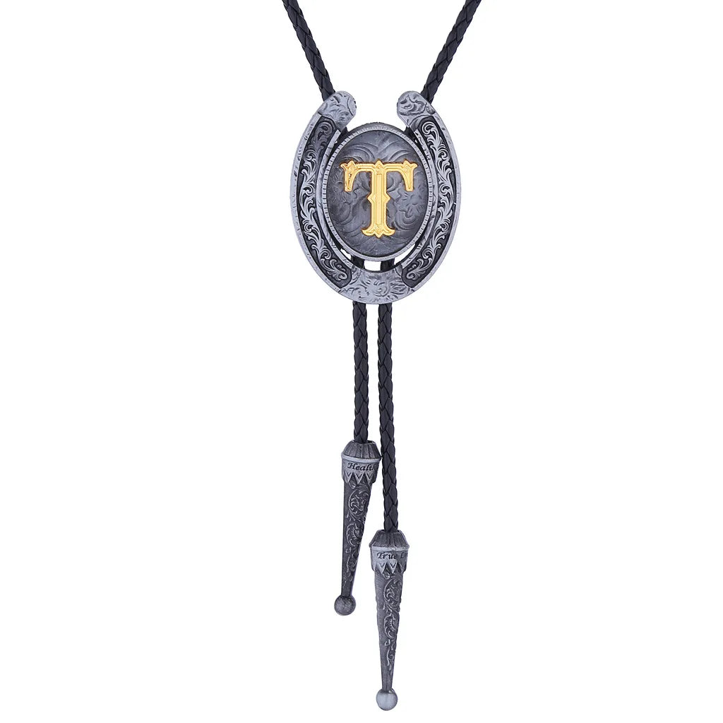 RechicGu-26 lettres Bolo pour homme, style western, cow-boy, cow-girl, cravate en cuir, collier rodéo, bijoux cadeaux, Dropshipping