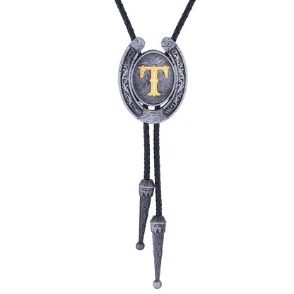 RechicGu-26 lettres Bolo pour homme, style western, cow-boy, cow-girl, cravate en cuir, collier rodéo, bijoux cadeaux, Dropshipping