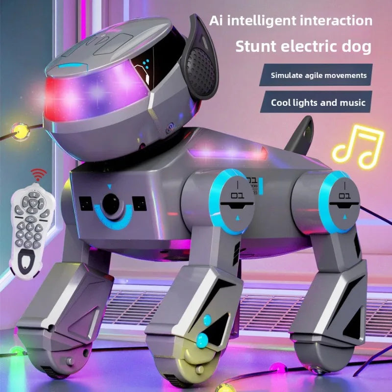 Jouets pour chiens Robot RC-programmation intelligente, Audio Bluetooth, chiot de musique cascadeur interactif Intelligent, jouet cadeau télécommandé