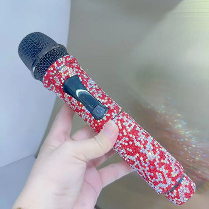Microphone sans fil professionnel à strass scintillants, fréquence UHF réglable en métal pour spectacle Paryt, enseignement, haut-parleur de mariage