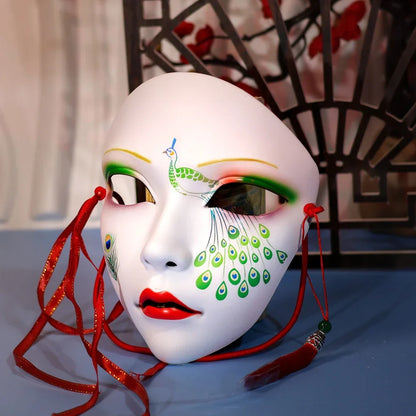 Masque de fête pour adultes, maquillage peint à la main, masque complet de file d'attente de carnaval, mascarade Kabuki pour carnaval Mardi Gras Cosplay