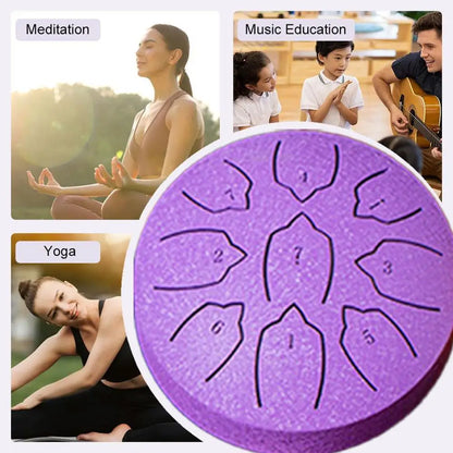 Steel Tongue Drum 4 Inch 9 Notes Percussion Instrument Balmy Drum with Drum Mallets Mini Handpan Drum for Meditation Yoga Majors