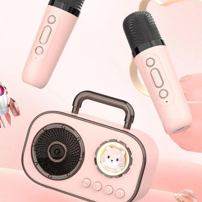 Kids Karaoke Machine Mini Wireless Karaoke Machine With Microphone Long Battery Life Rechargeable Audio Supplies With Dual Mic
