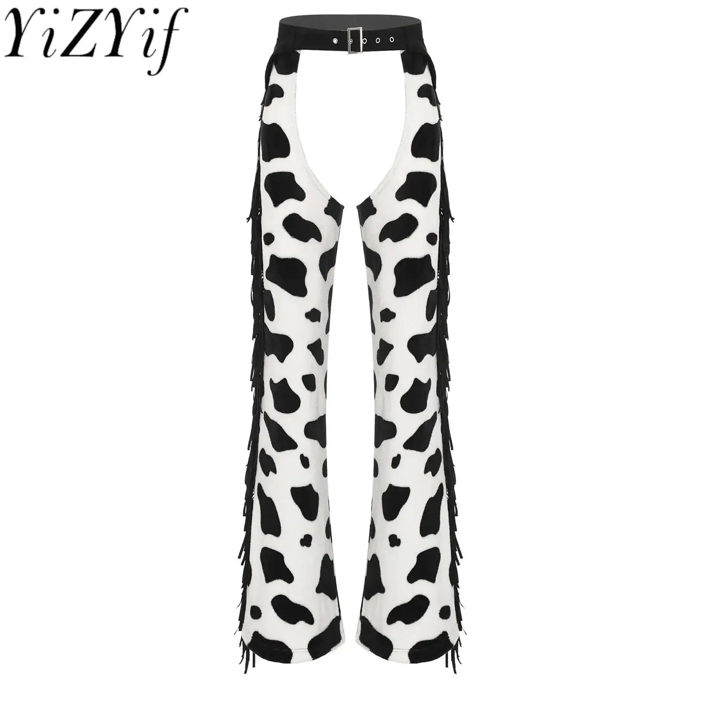 Pantalon élégant en flanelle pour femmes, entrejambe ouvert, pour vélo, équitation, Cowgirl occidentale, Chaps Hippie, Costume de danse Cosplay d'halloween