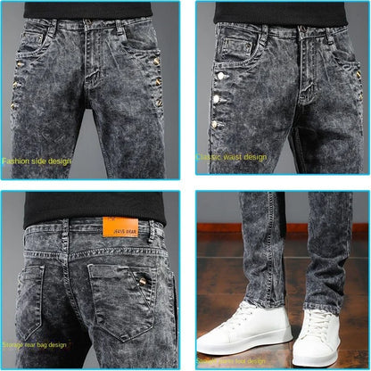 New Arrival 2024 Spring and Autumn Harajuku Italian Jeans Luxury Korean Brand Clothing Men Designer Slim Casual Jeans for Men