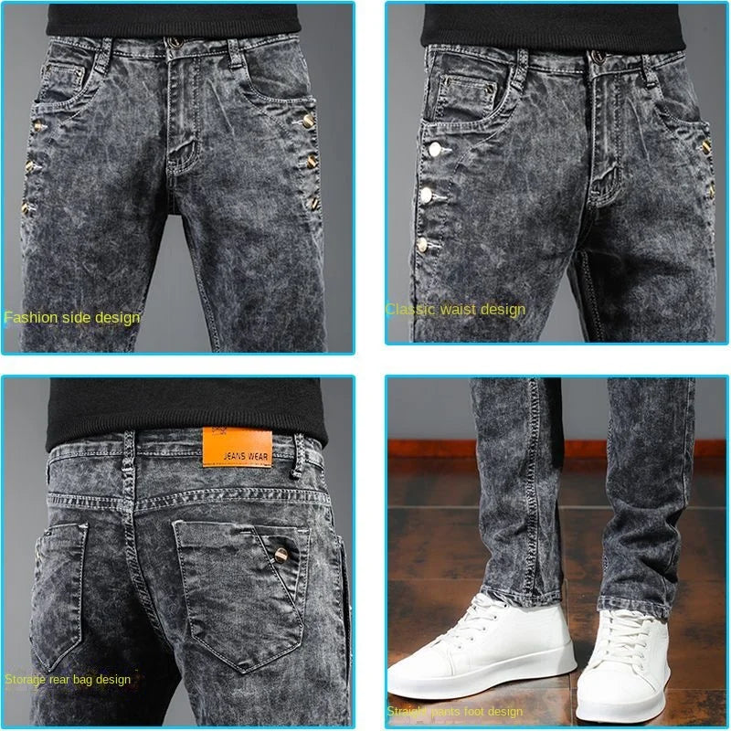 New Arrival 2024 Spring and Autumn Harajuku Italian Jeans Luxury Korean Brand Clothing Men Designer Slim Casual Jeans for Men