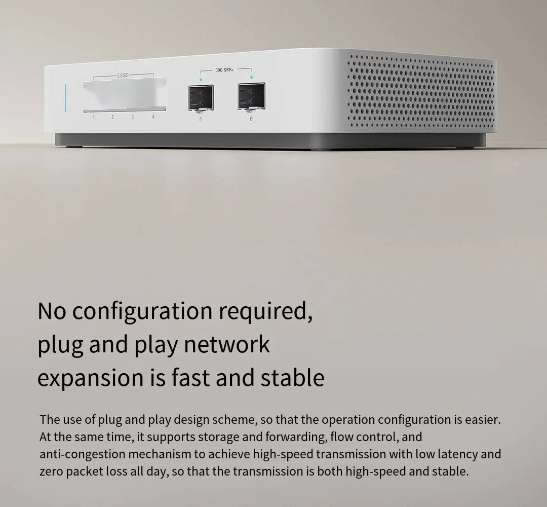 Xiaomi Mi 10 Gigabit Ethernet Switch 10000Mbps Network Switches VLAN Ethernet Splitter Lan Router 4 2.5G Ports RJ45 Hub Switch