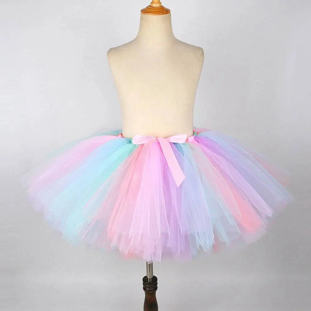 Tenue Jupe Tutu Licorne Bébé Filles pour Fête d'Anniversaire Enfants Jupes en Tulle Ensemble Costumes Noël Halloween avec Ailes