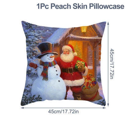 Housse de coussin de noël, père noël, décor de joyeux noël pour la maison, ornements de noël 2025, cadeaux de noël, nouvel an 2026