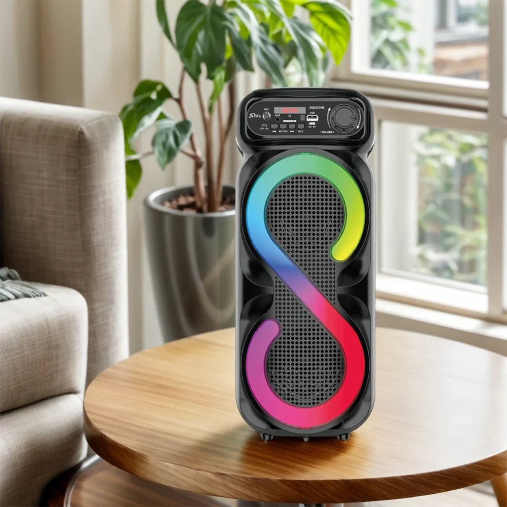 Bluetooth-Compatible Speaker Karaoke Speaker with RGB Light Portable Boombox USB/TF Outdoor Speaker Remote Control for Karaoke