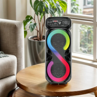Bluetooth-Compatible Speaker Karaoke Speaker with RGB Light Portable Boombox USB/TF Outdoor Speaker Remote Control for Karaoke