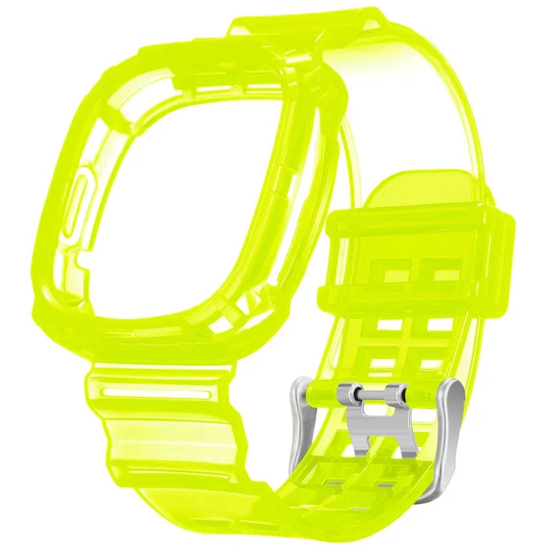 Clear Band + Case for Fitbit Versa 4/Versa3 Transparent Replacement Silicone Wristband Bracelet for SmartWatch Fitbit Versa 4/3