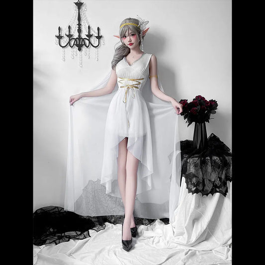 Greek goddess medieval dress Halloween costume; elf dress; Cleopatra; Athena performance outfit.