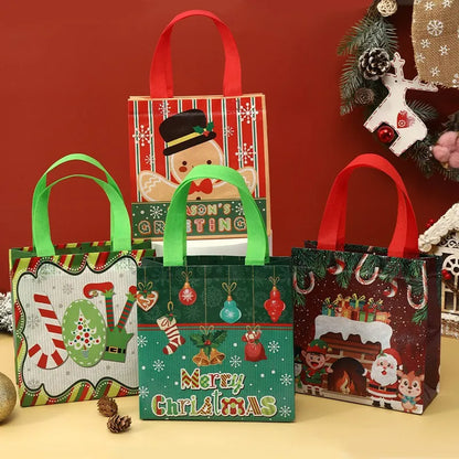 4/8 pièces sac cadeau de noël Santa sac Non tissé décorations de noël pour la maison 2025 cadeaux de noël Navidad Noel sac d'emballage du nouvel an