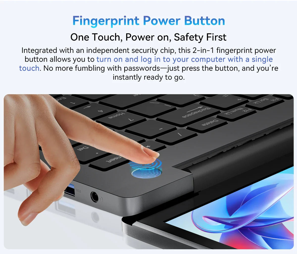 Blackview AceBook 12 Ordinateur portable Win 11 16'' FHD IPS, Notebook Intel I5-1030NG7, 16 Go RAM 512 Go SSD, Bouton d'alimentation 2-en-1 avec empreinte digitale