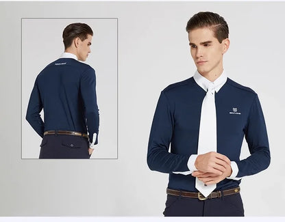 Equestrian T-Shirt Long-Sleeved Polo Shirt Spring and Summer Quick-Drying Breathable Sunscreen Equestrian Suit Competition T-Shirt Men's and Women's Elegant Knight Suit