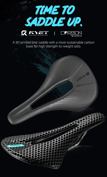 RYET vélo selle en carbone 3D selle imprimée 140mm 7x9mm Rail rond super léger route vtt course vélo siège selles coussin pièces