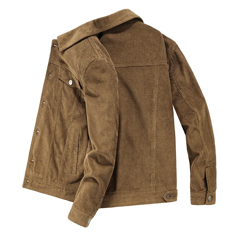 Manteaux tendance pour hommes, veste en velours automne, coupe slim, style vintage, décontracté, éclair, manches longues, vêtements d'extérieur, fermeture printemps-automne