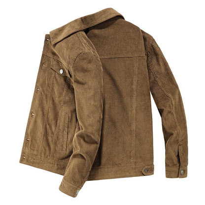 Manteaux tendance pour hommes, veste en velours automne, coupe slim, style vintage, décontracté, éclair, manches longues, vêtements d'extérieur, fermeture printemps-automne