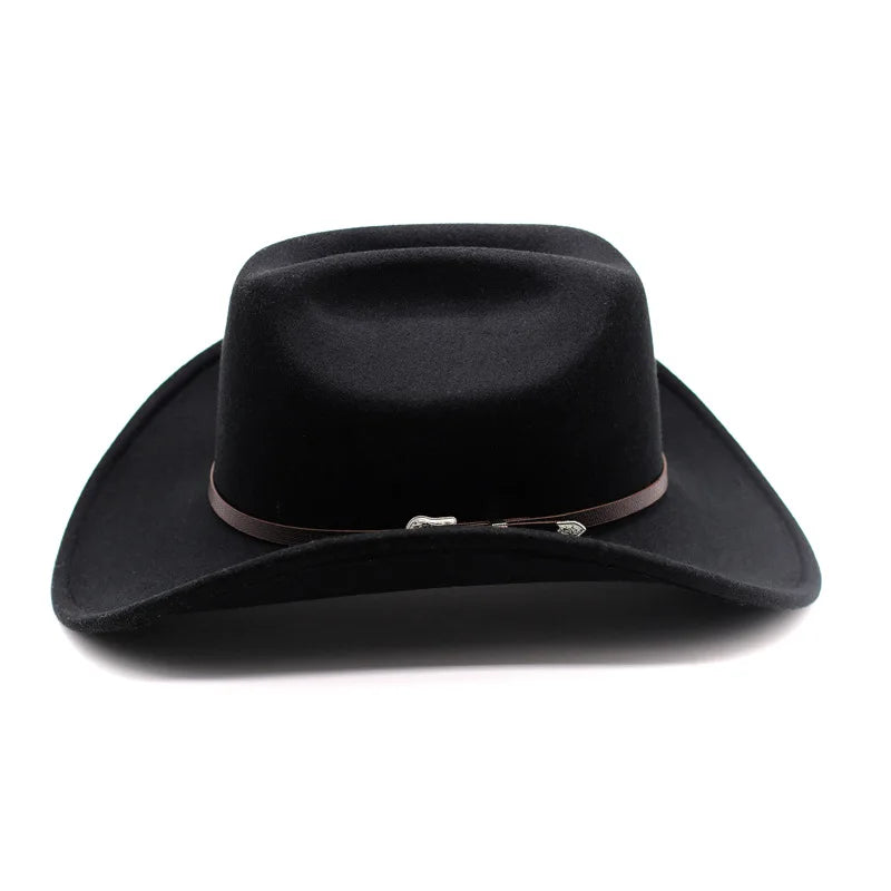 Chapeau de cowboy occidental vintage pour hommes, casquette de jazz de cowgirl avec cloche en cuir à large bord, chapeaux de Sombrero d'église pour homme