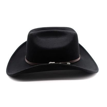 Chapeau de cowboy occidental vintage pour hommes, casquette de jazz de cowgirl avec cloche en cuir à large bord, chapeaux de Sombrero d'église pour homme