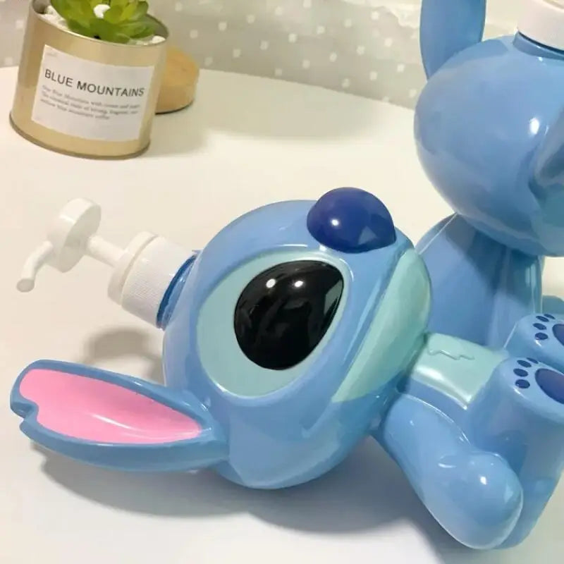 Stitch Sitting Position Lotion Bottle Refillable Pump Container for Shampoo Body Wash Cute Cartoon Travel Dispenser Bathroom Use