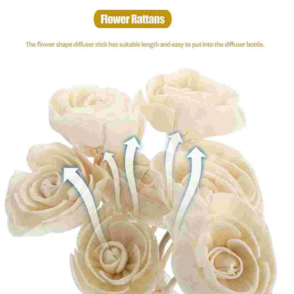 9 Pcs Aromatherapy Rattan Flower Fragrance Sticks Replaceable Household Diffuser Decor Essential Oil Scentedsticks Home Car