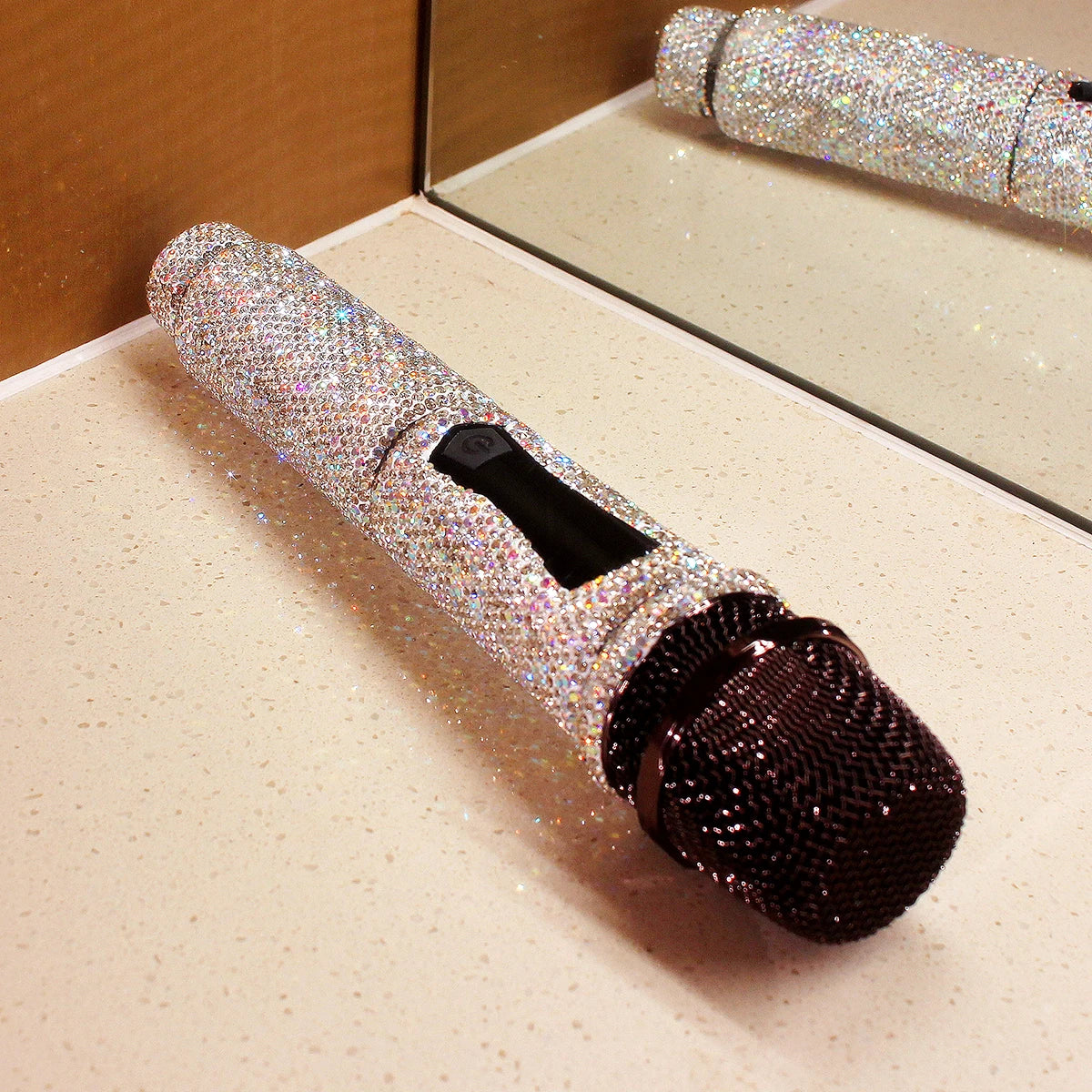 Microphone à main sans fil en strass, micro à fréquence fixe UHF pour fête, karaoké, église professionnelle, spectacle, cadeau de réunion