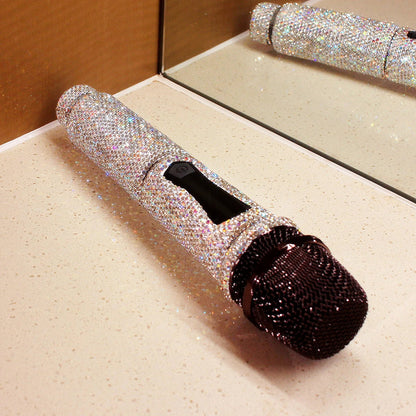 Microphone à main sans fil en strass, micro à fréquence fixe UHF pour fête, karaoké, église professionnelle, spectacle, cadeau de réunion