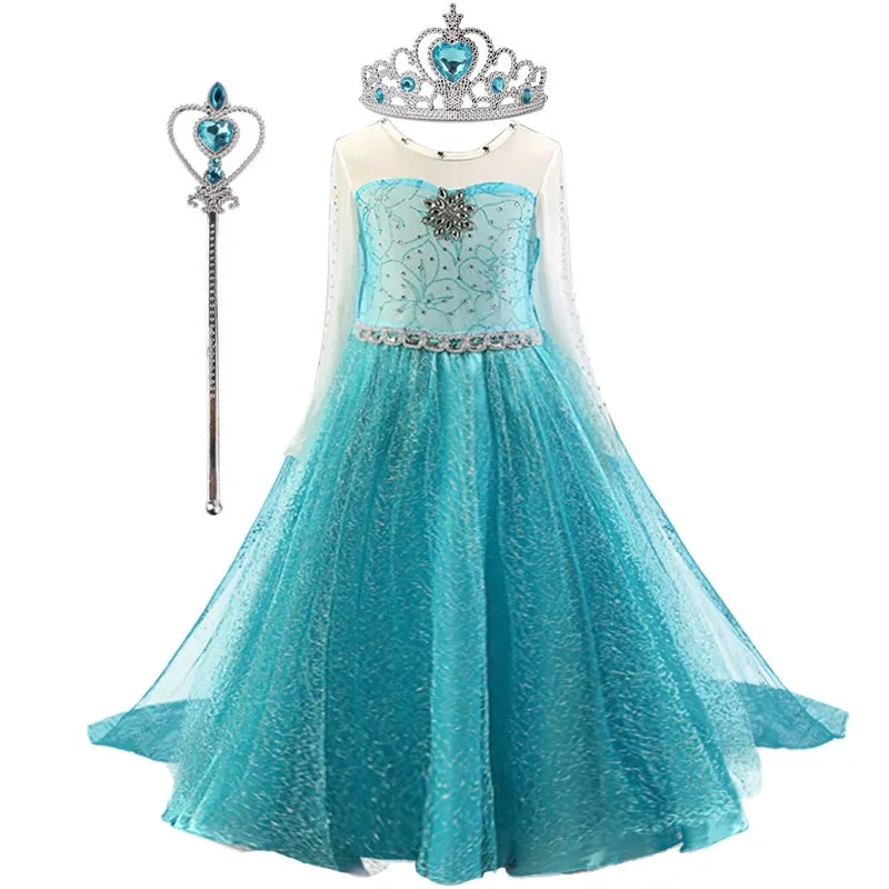 Robe Elsa pour filles de 3 à 10 ans, robe de princesse Elsa pour anniversaire, carnaval, Pâques, Halloween, fête, cosplay, costume pour filles