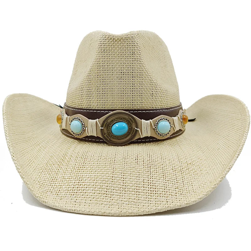The latest Cowboy hat rose red retro straw hat 2023 new men's and women's jazz Cowboy hat straw hat sun hat summer hat sombrero