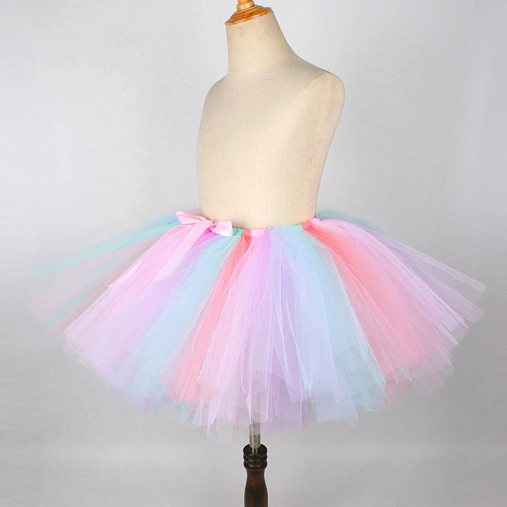 Tenue Jupe Tutu Licorne Bébé Filles pour Fête d'Anniversaire Enfants Jupes en Tulle Ensemble Costumes Noël Halloween avec Ailes