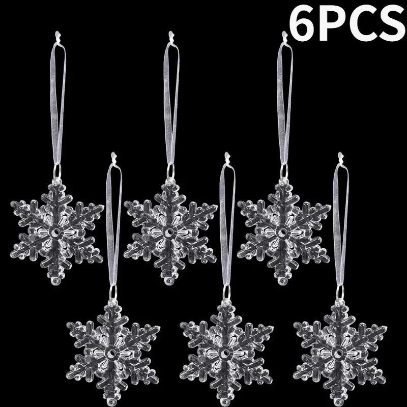 Ornement suspendu de noël en cristal acrylique, 2 à 12 pièces, ange brillant, flocon de neige, pendentif de glaçon pour décorations de fête de noël et du nouvel an