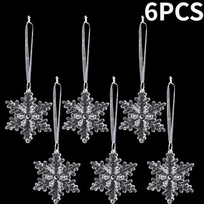 Ornement suspendu de noël en cristal acrylique, 2 à 12 pièces, ange brillant, flocon de neige, pendentif de glaçon pour décorations de fête de noël et du nouvel an
