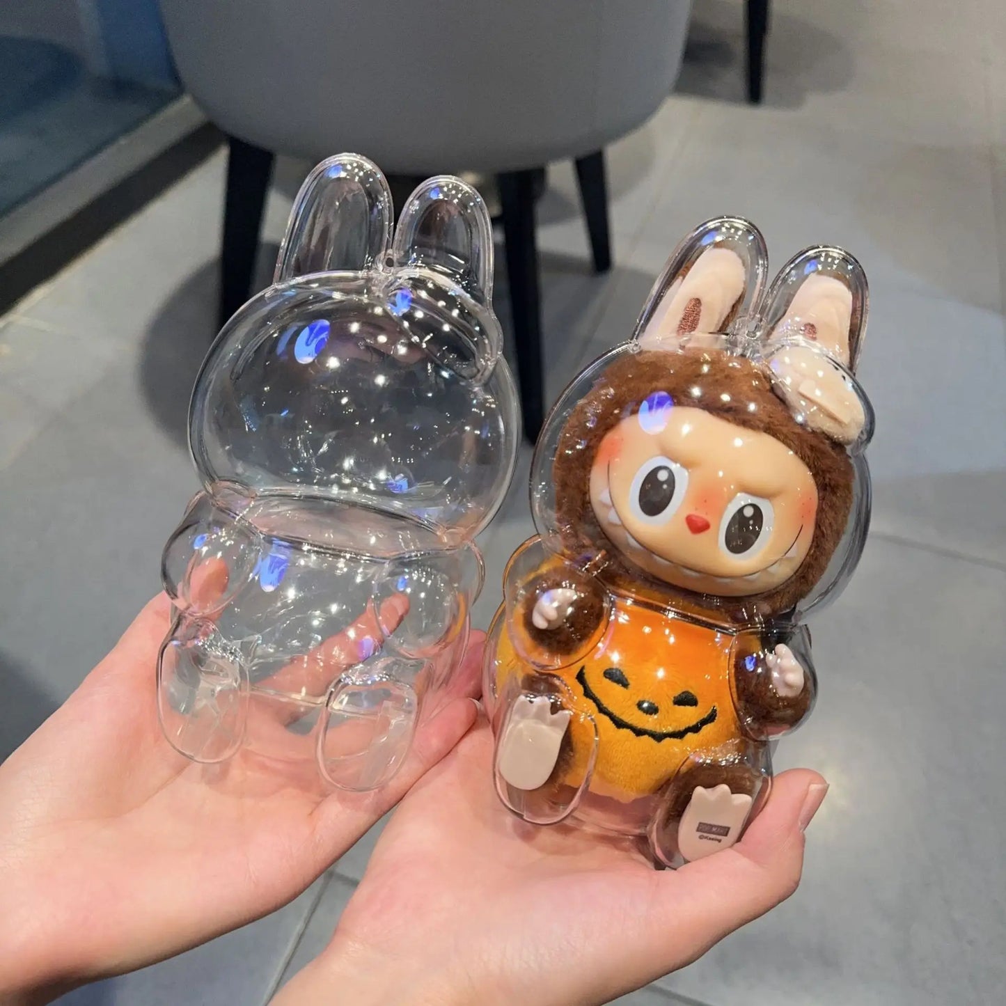 LABUBU Doll Transparent Protective Case Portable Dust Cover Backpack Hanging Decoration Labubus Accessories For LABUBU V1 V2 V3
