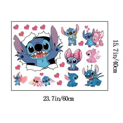 Cartoon Lilo & Stitch Movie Wall Stickers For Kid's Room Kindergarten Living Room Wall Decoration Animated Poster  Art Mural