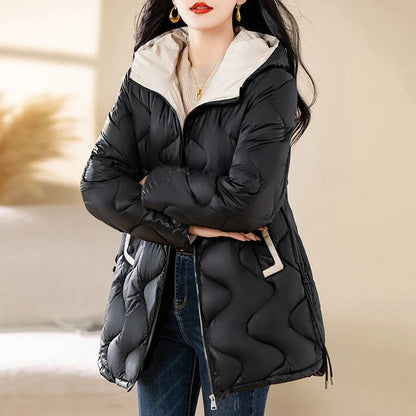 2024 New Winter Jacket Parkas Women Coat Fur Collar Hooded Overcoat Female Jacket Parka Thick Warm Cotton Padded Outwear