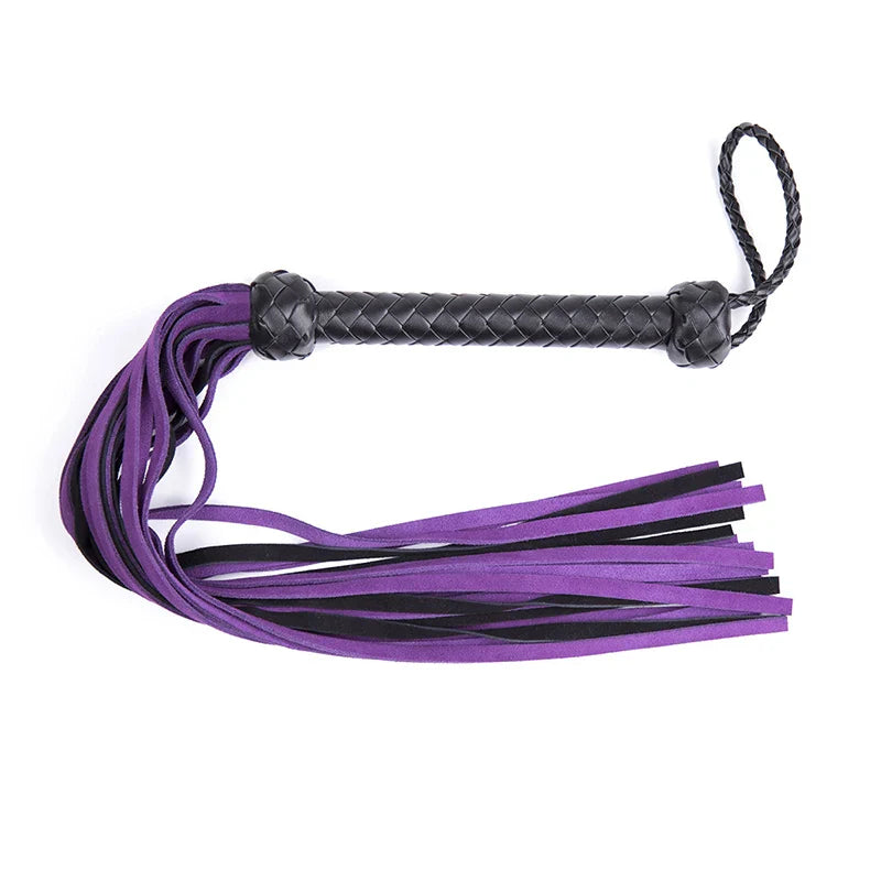 Fouet d'équitation avec glands en cuir de vachette, poignée en cuir, fouet de dressage, fouet de culture, pagaie slared, violet, noir, 68cm