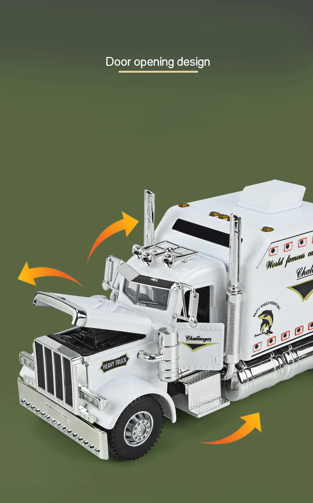 1/24 American Tractor Peterbilt 389 Alloy Simulation Diecast Model Car Collection Christmas Gifts Sound & Light Toys For Kids