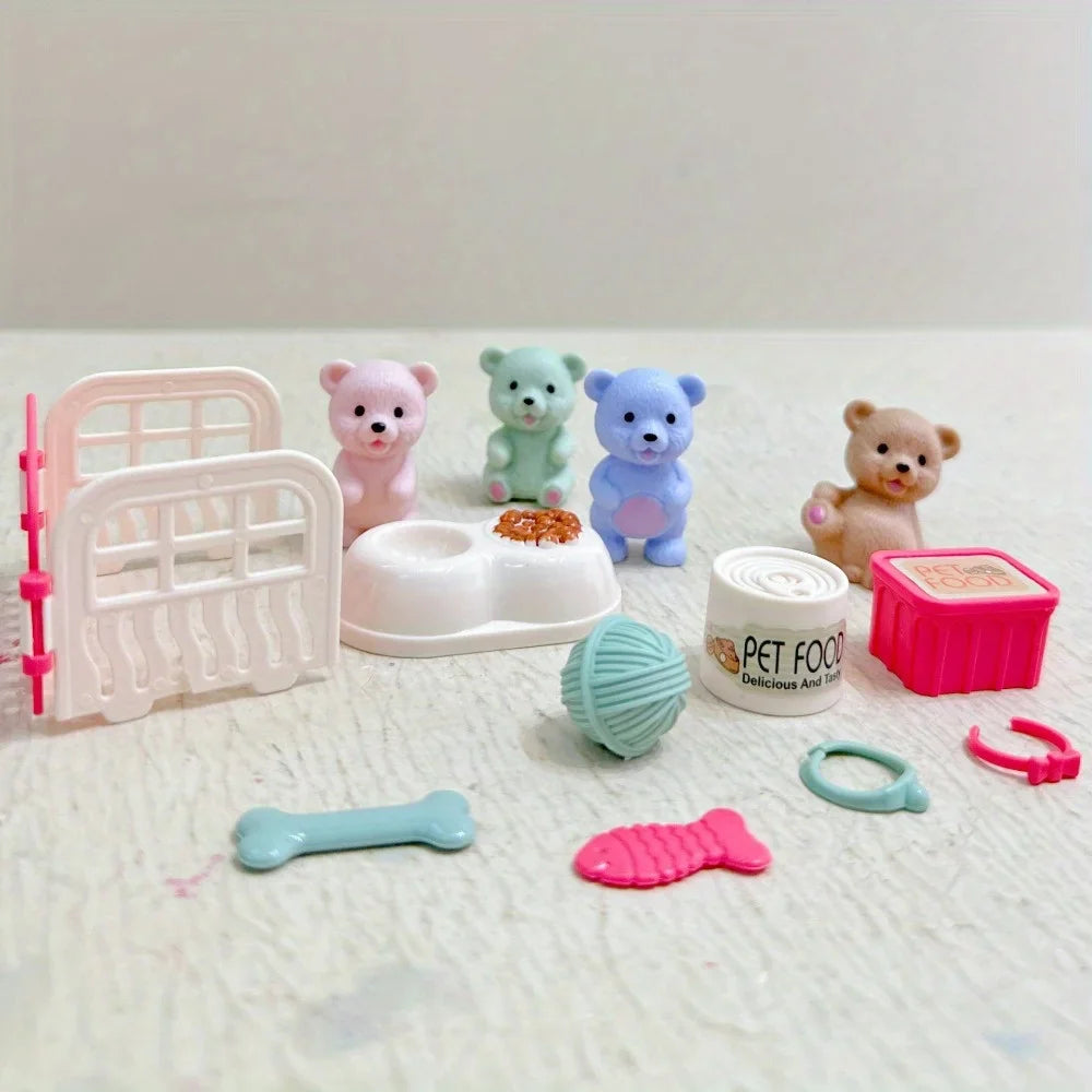 Maison de jeu pour enfants, jouets pour animaux de compagnie, ours en peluche, salles de bains pour animaux de compagnie, jouets familiaux, jouets de scène pour petites filles, cadeaux pour enfants