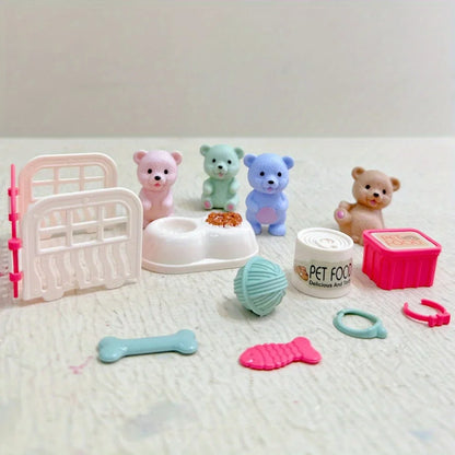 Maison de jeu pour enfants, jouets pour animaux de compagnie, ours en peluche, salles de bains pour animaux de compagnie, jouets familiaux, jouets de scène pour petites filles, cadeaux pour enfants