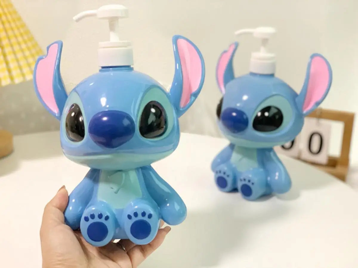 Stitch Sitting Position Lotion Bottle Refillable Pump Container for Shampoo Body Wash Cute Cartoon Travel Dispenser Bathroom Use