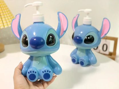 Stitch Sitting Position Lotion Bottle Refillable Pump Container for Shampoo Body Wash Cute Cartoon Travel Dispenser Bathroom Use