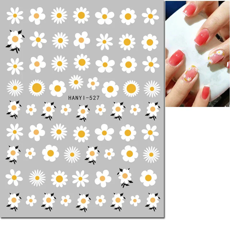 3d Nail Art Stickers Winter Autumn Golden Leaves Red Roses Flowers Decals For Nails Decoration Manicure Salon Beauty