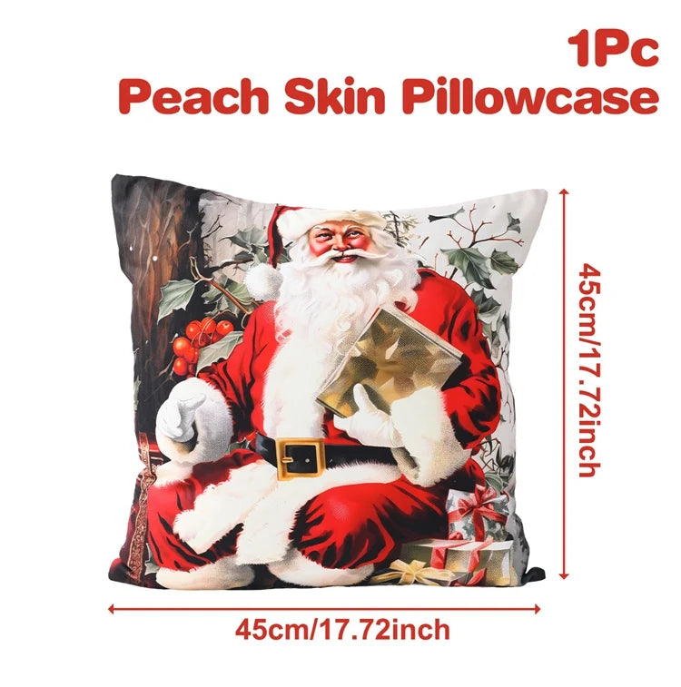 Housse de coussin de noël, père noël, décor de joyeux noël pour la maison, ornements de noël 2025, cadeaux de noël, nouvel an 2026