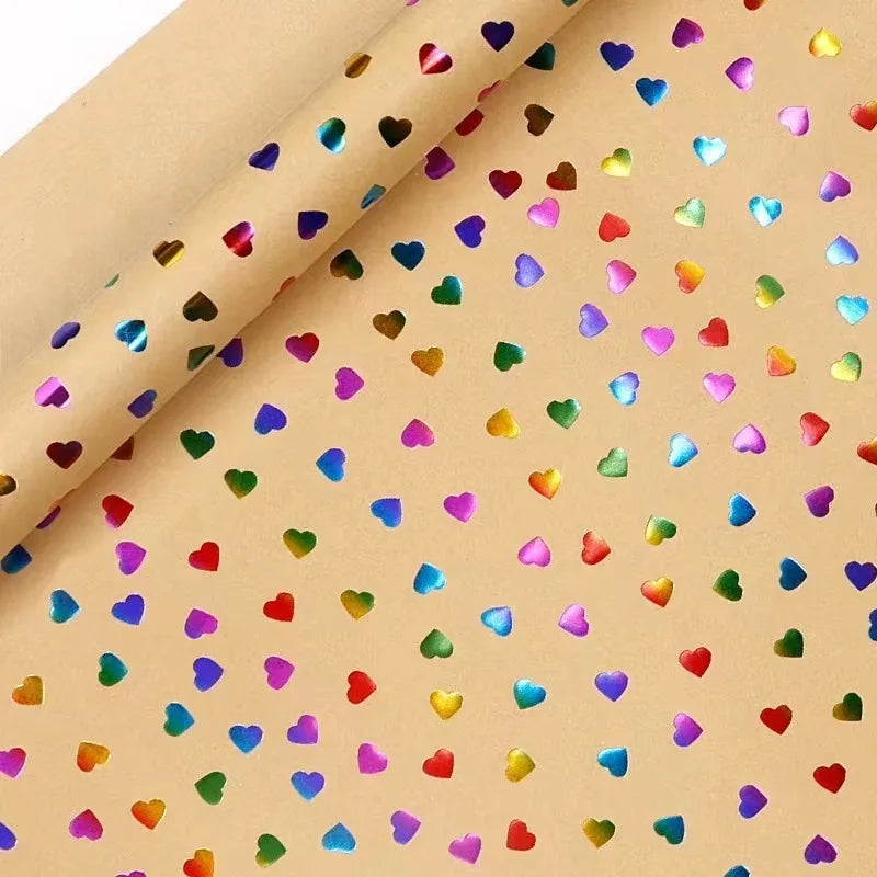Papier d'emballage cadeau coeur saint valentin, papier d'emballage en peau de vache feuille d'or, papier (43x300 cm), adapté aux fêtes de couples